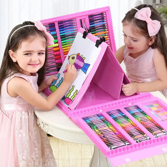 🎨 208 piezas para crear, dibujar y divertirse  Todo su kit de arte en un solo maletín.