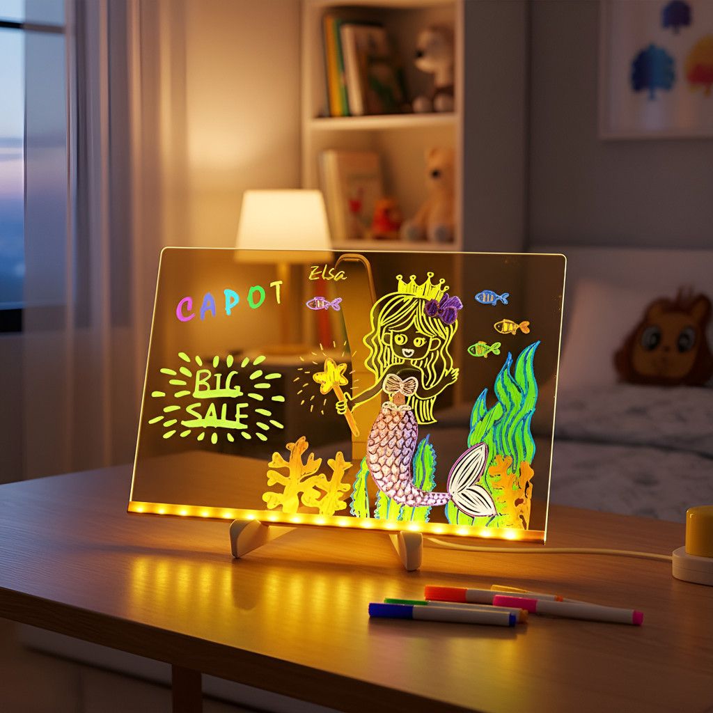 Pizarra Mágica LED para Niños con 7 Marcadores