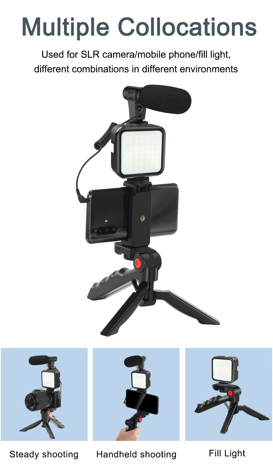 KIT DE VIDEO CON TRIPODE PARA CELULARES