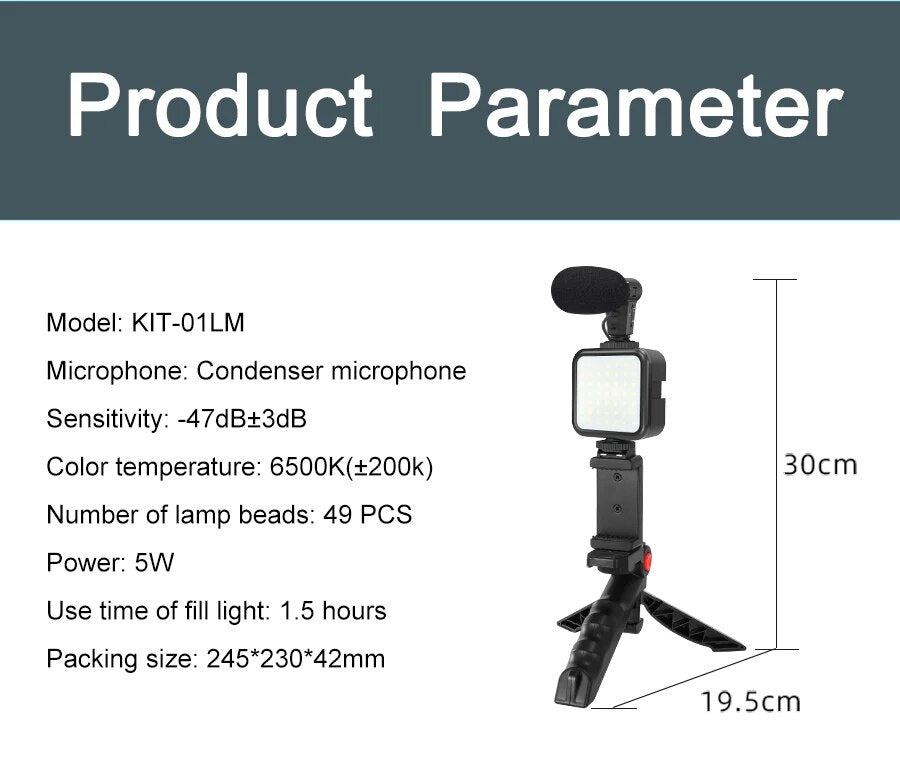 KIT DE VIDEO CON TRIPODE PARA CELULARES