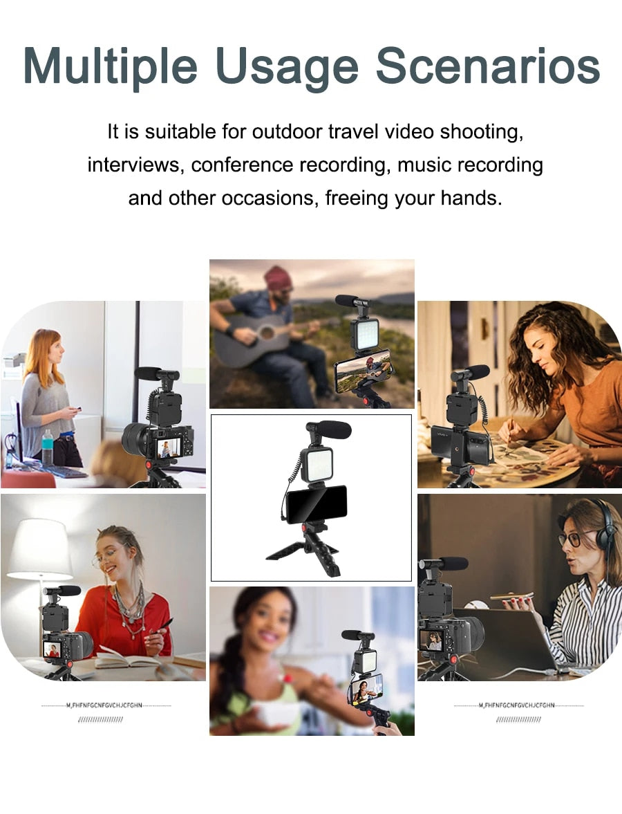 KIT DE VIDEO CON TRIPODE PARA CELULARES